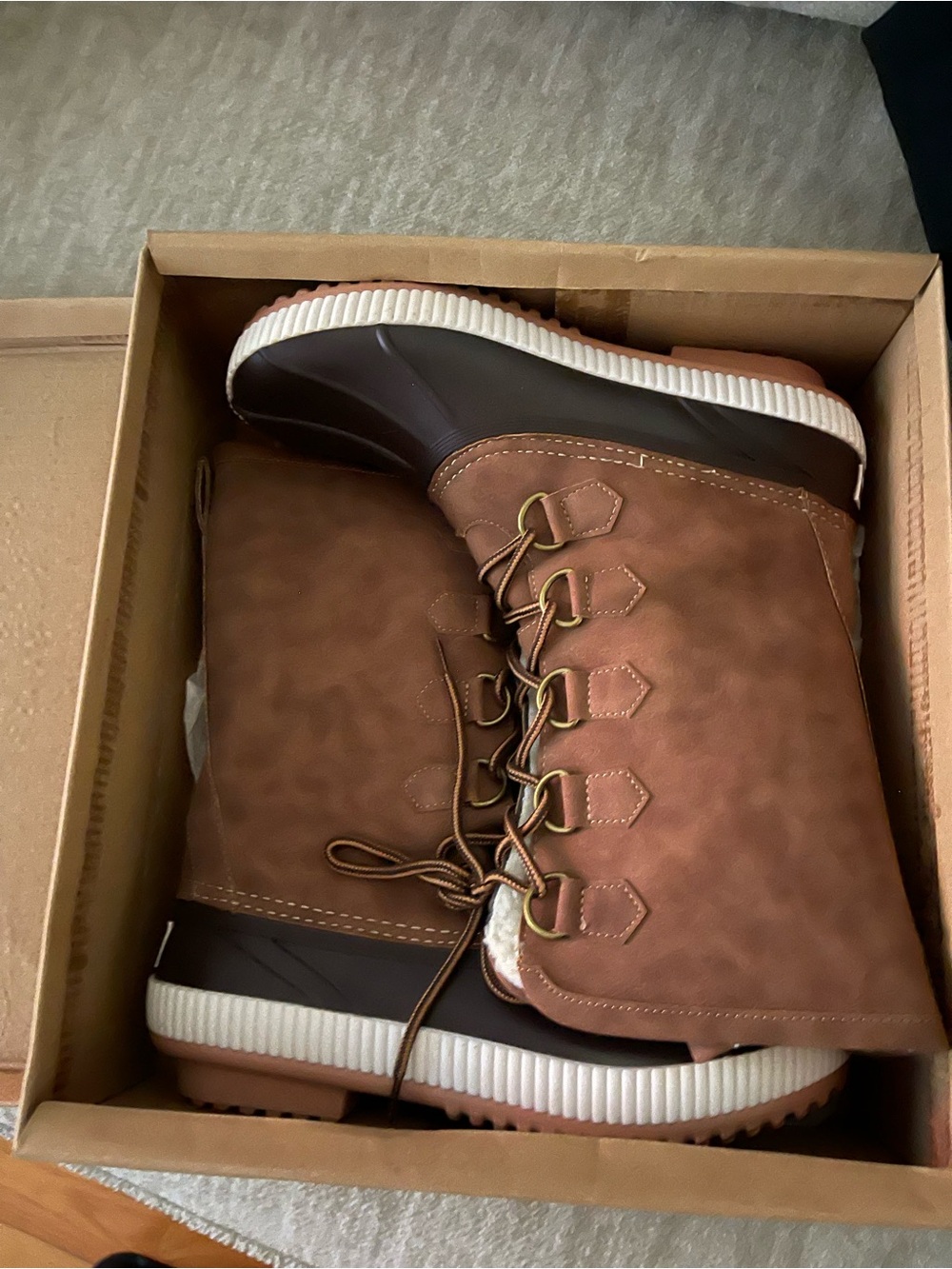 Women’s Brown Waterproof Lace-Up Winter Boots